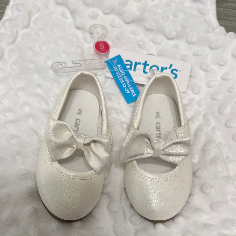 Carter's Sparkling White Dress Shoes with Bow